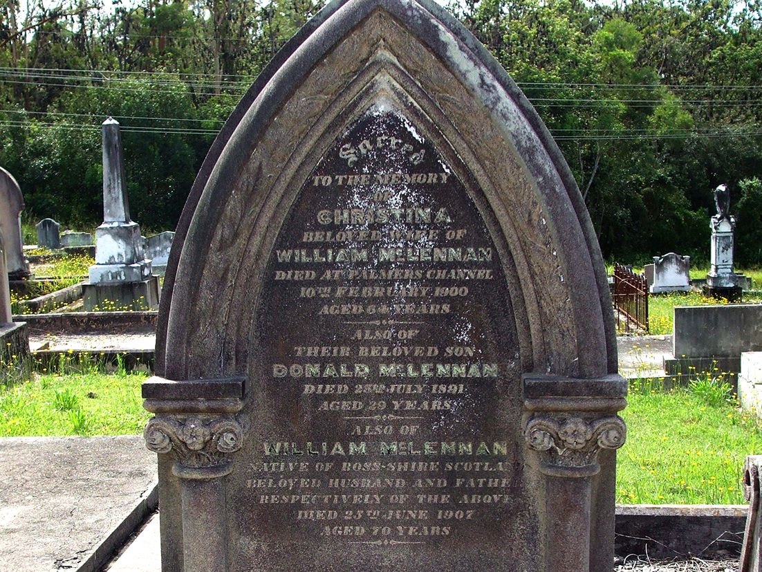 Photo of headstones/William McLennan d1907 hdstn Maclean NSW cem
